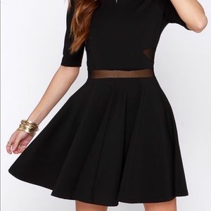 Lulu’s Black Mesh Cutout Skater Dress
